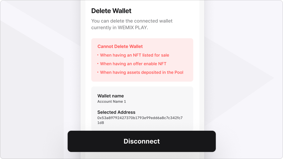 Delete connected wallets